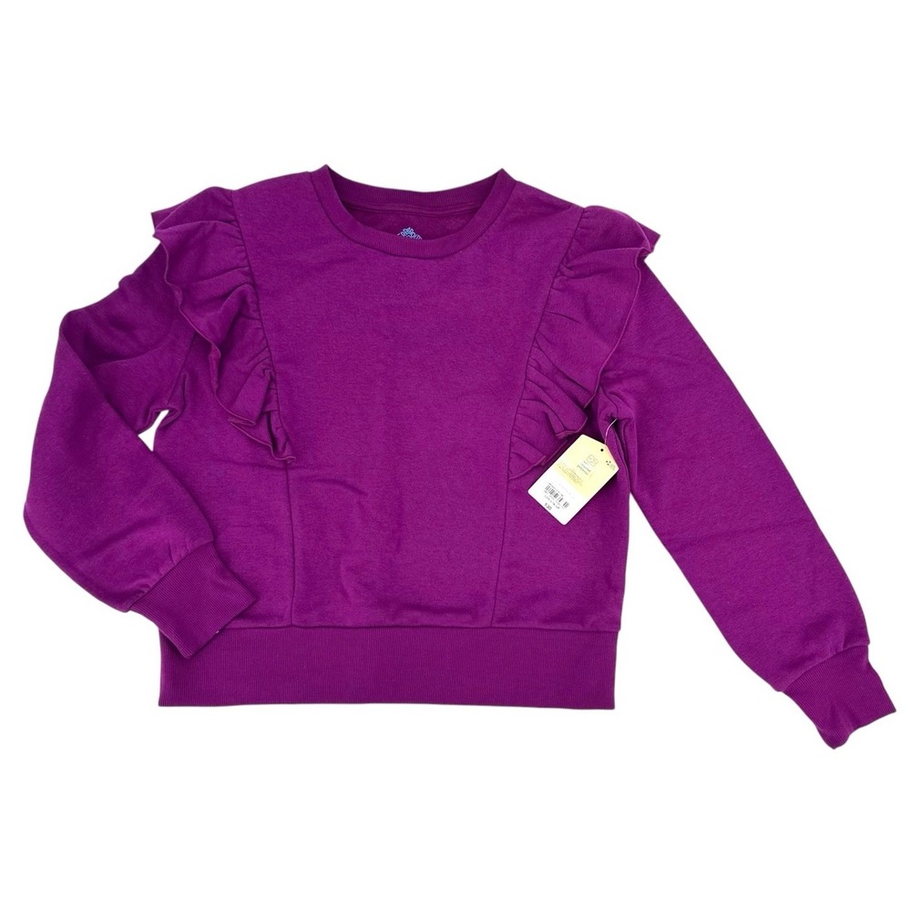 Thereabouts Ruffle Sweatshirt Fleece Pullover Girls Size 2XL Top Plum NEW